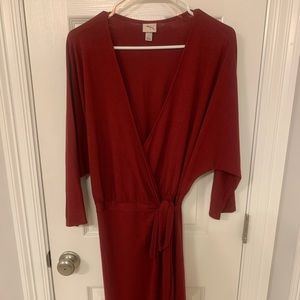 Red wrap dress